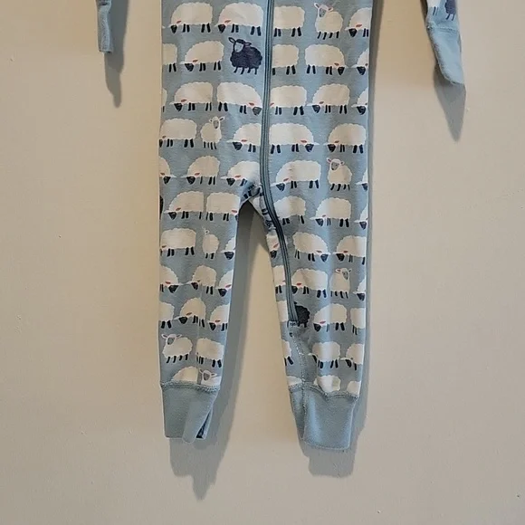Hanna Andersson Organic Zip Pajamas in Blue Sheep Print 2T 85cm easter - Picture 5 of 8